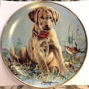 Yellow Labrador Lab Puppy Dog Franklin Mint "EYE TO EYE" Collector Plate 8"